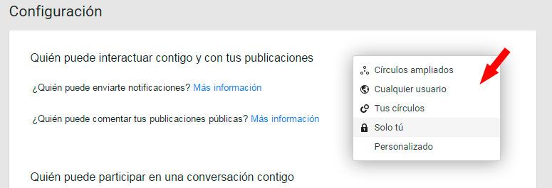 Cambiar Privacidad Google plus