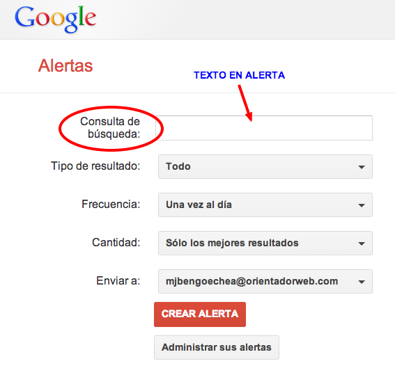 Herramientas de monitorización Social Media Google Alert